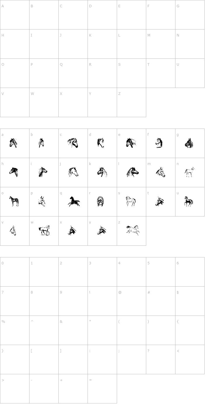Character Map AEZhorses Font