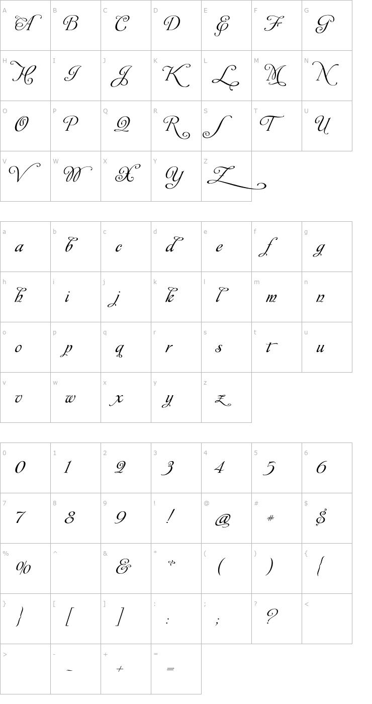 Character Map Affair Font