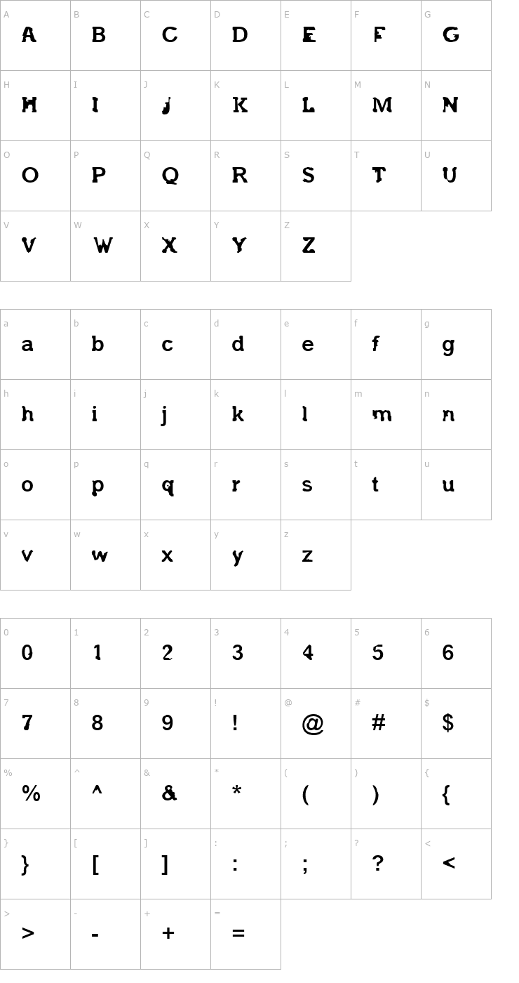 Character Map after 45' Font