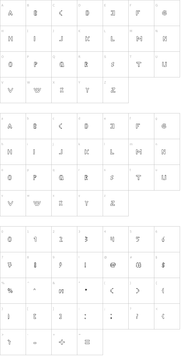 Character Map Aftermath by Kubik Juice Font