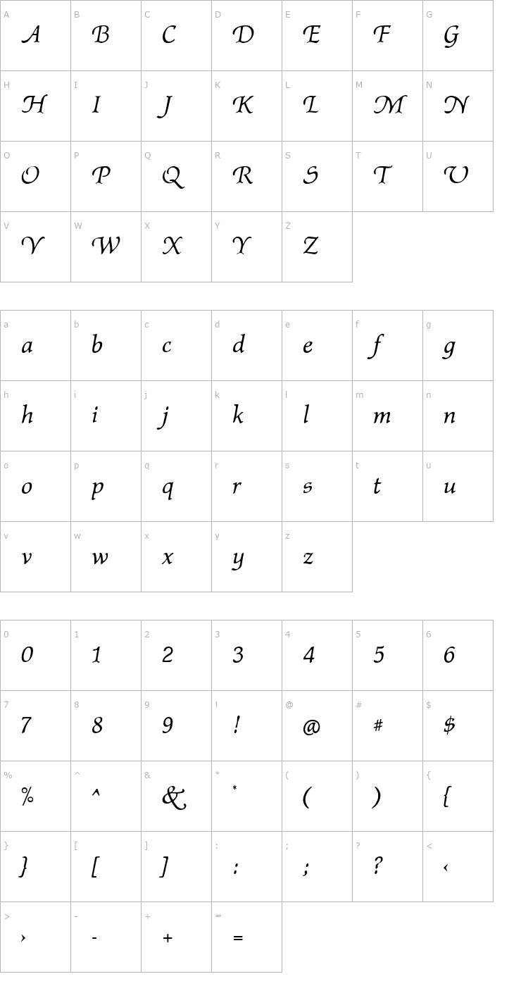 Character Map Afton Font