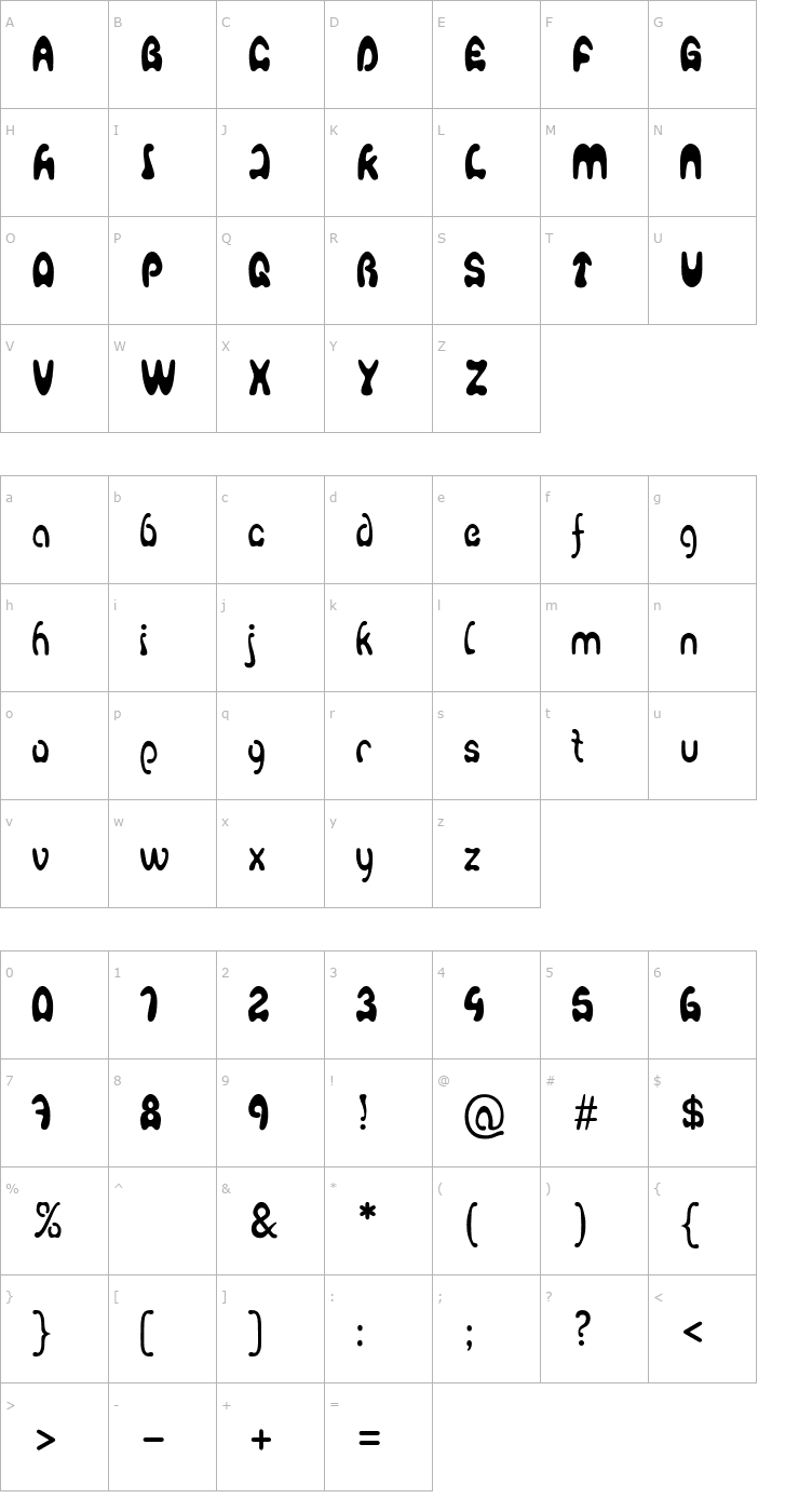 Character Map Agafont Font