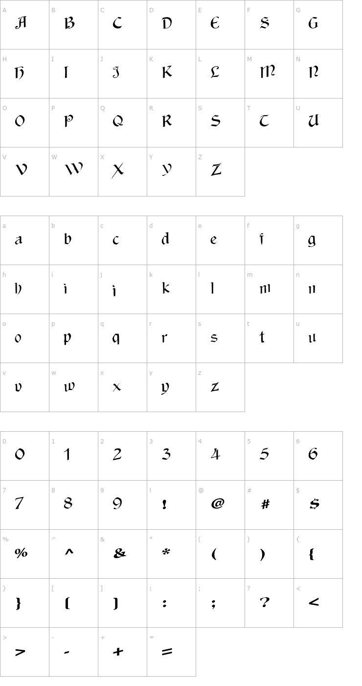 Character Map Against Regular ttnorm Font