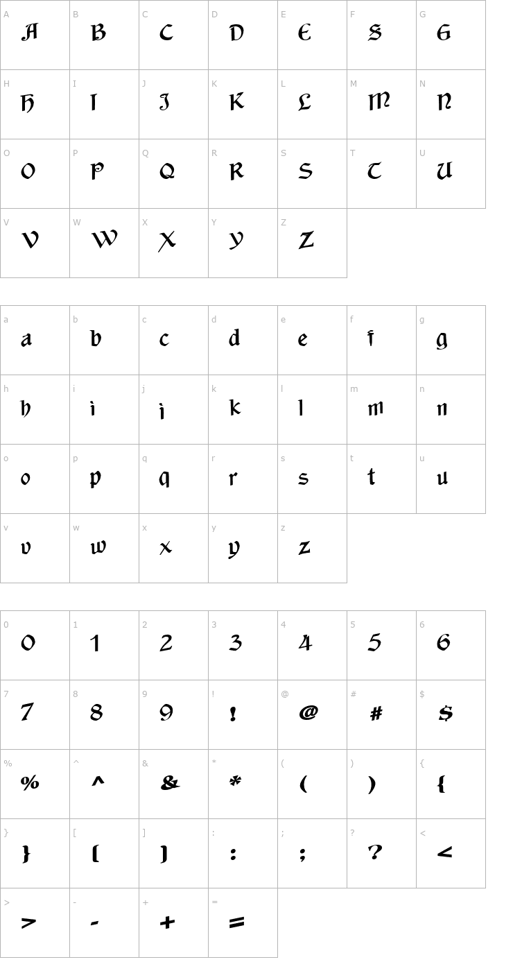 Character Map AgainstTheWind49 Bold Font