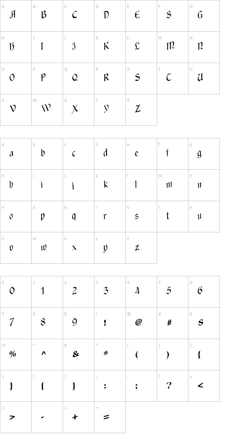 Character Map AgainstTheWind49 Regular ttcon Font
