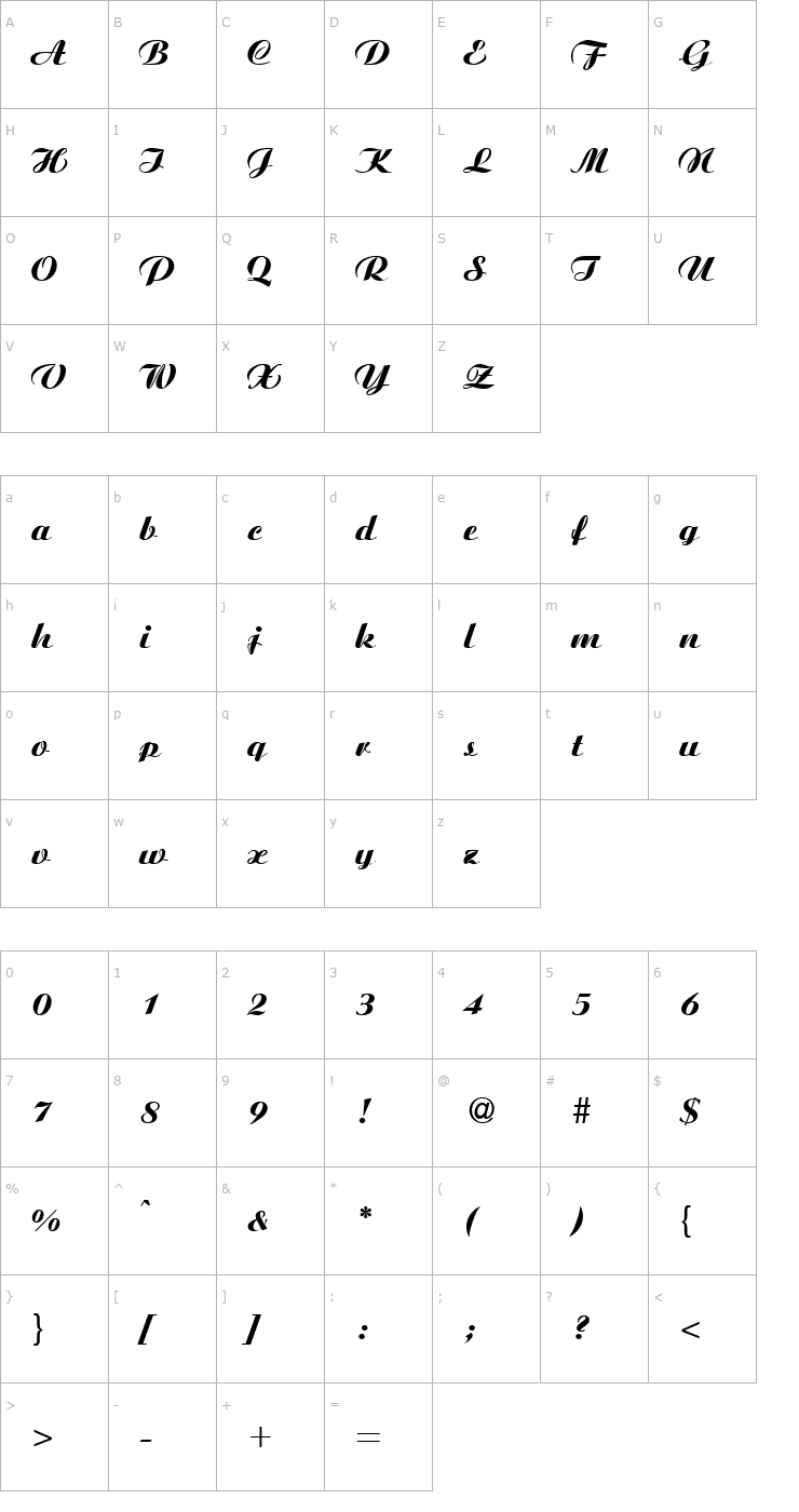 Character Map AgnesExtrabold-Regular Font