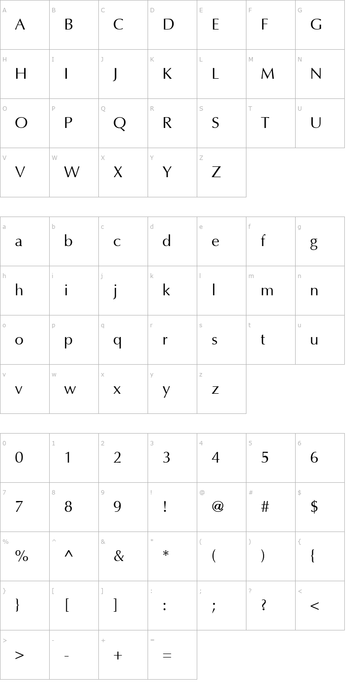 Character Map AGOpus Font