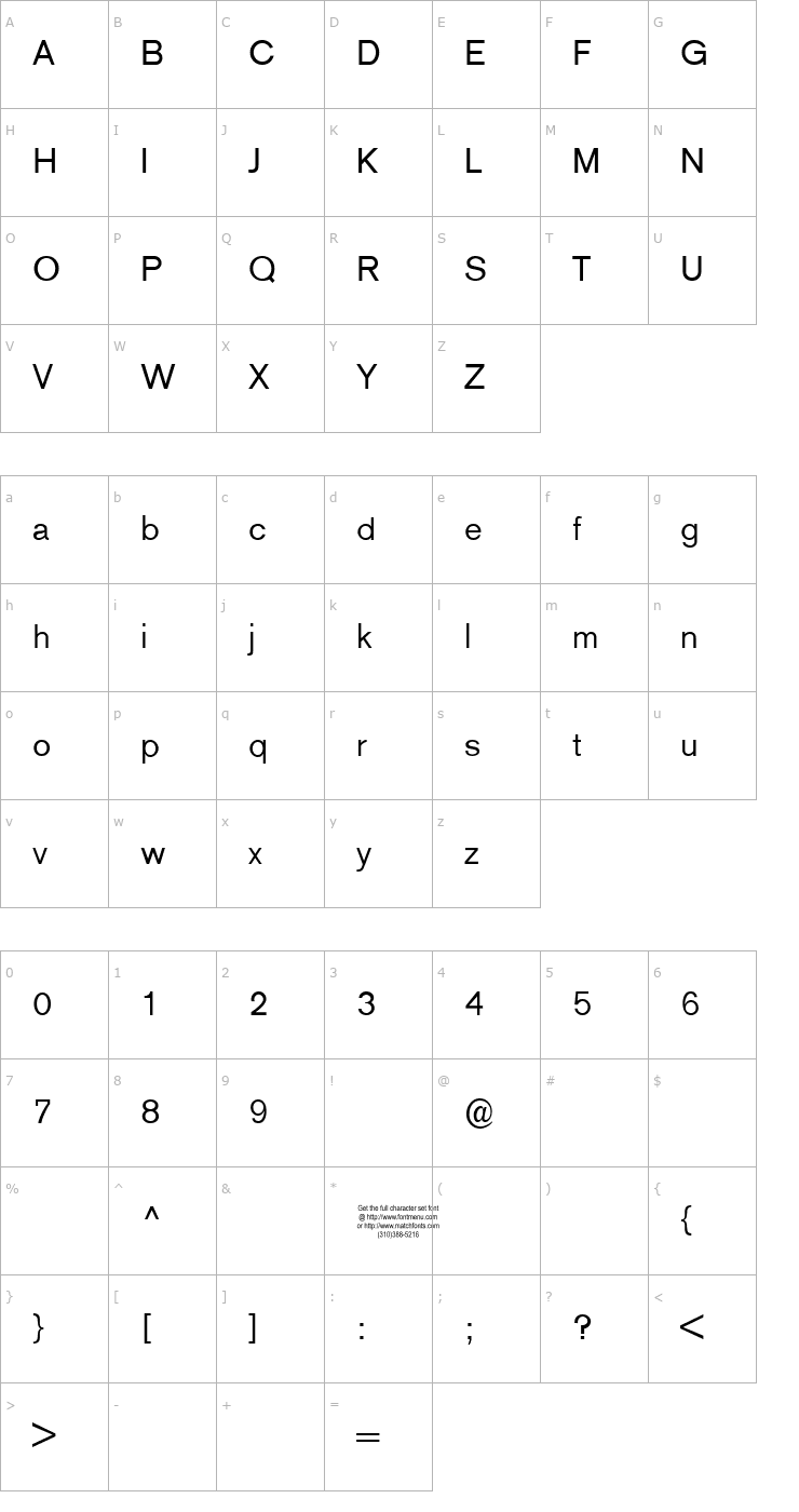 Character Map Aguizard Tryout Font