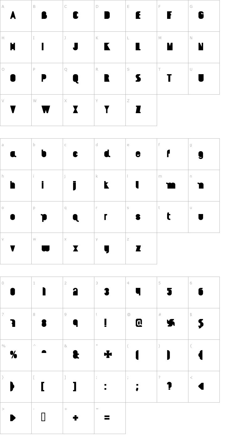 Character Map AI kelso BL Font