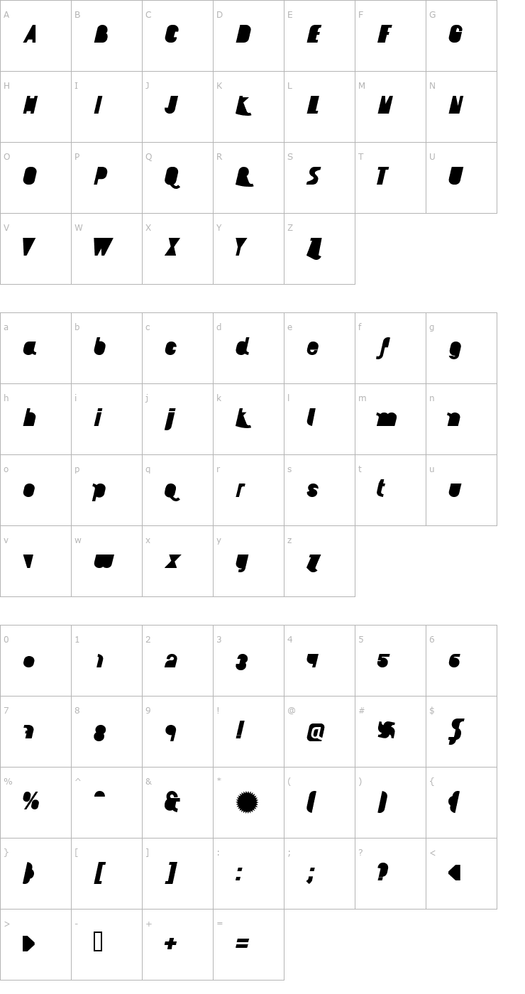 Character Map AI kelso BLI Font