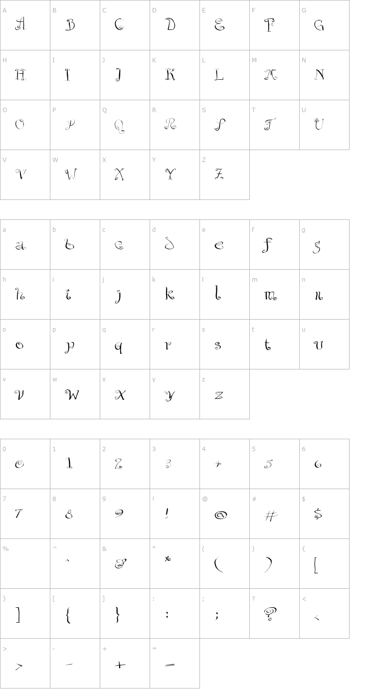 Character Map AIChaoTiqua-Regular Font