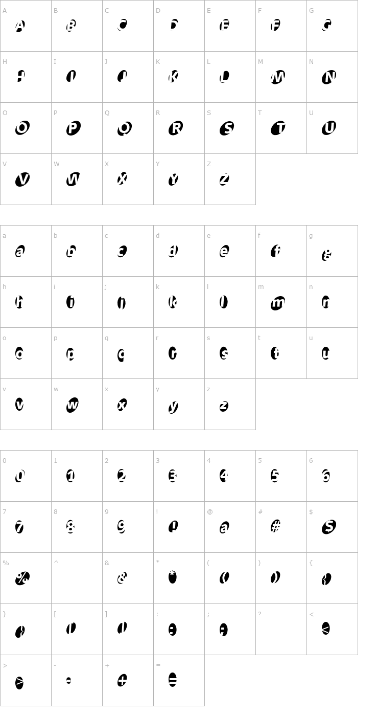 Character Map AidaOops Font