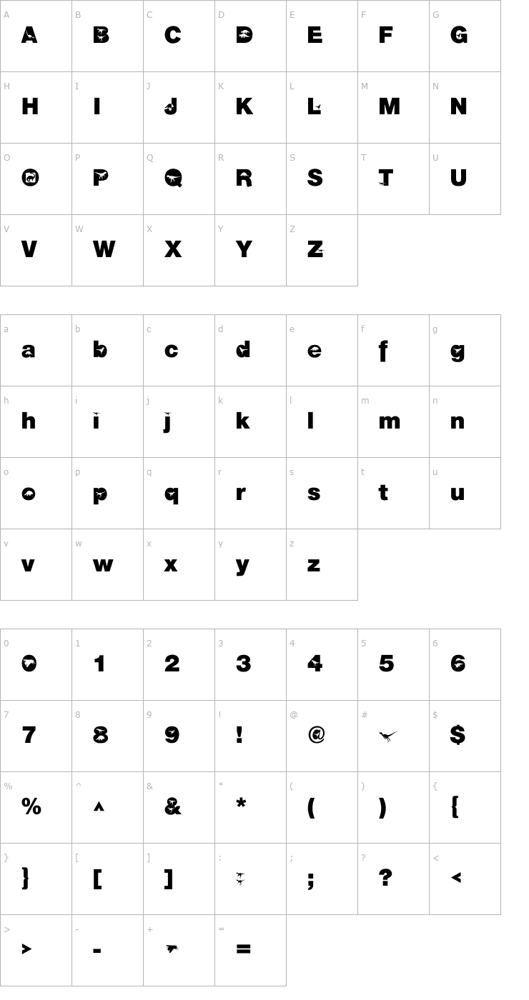 Character Map AIDino-Heavy Font