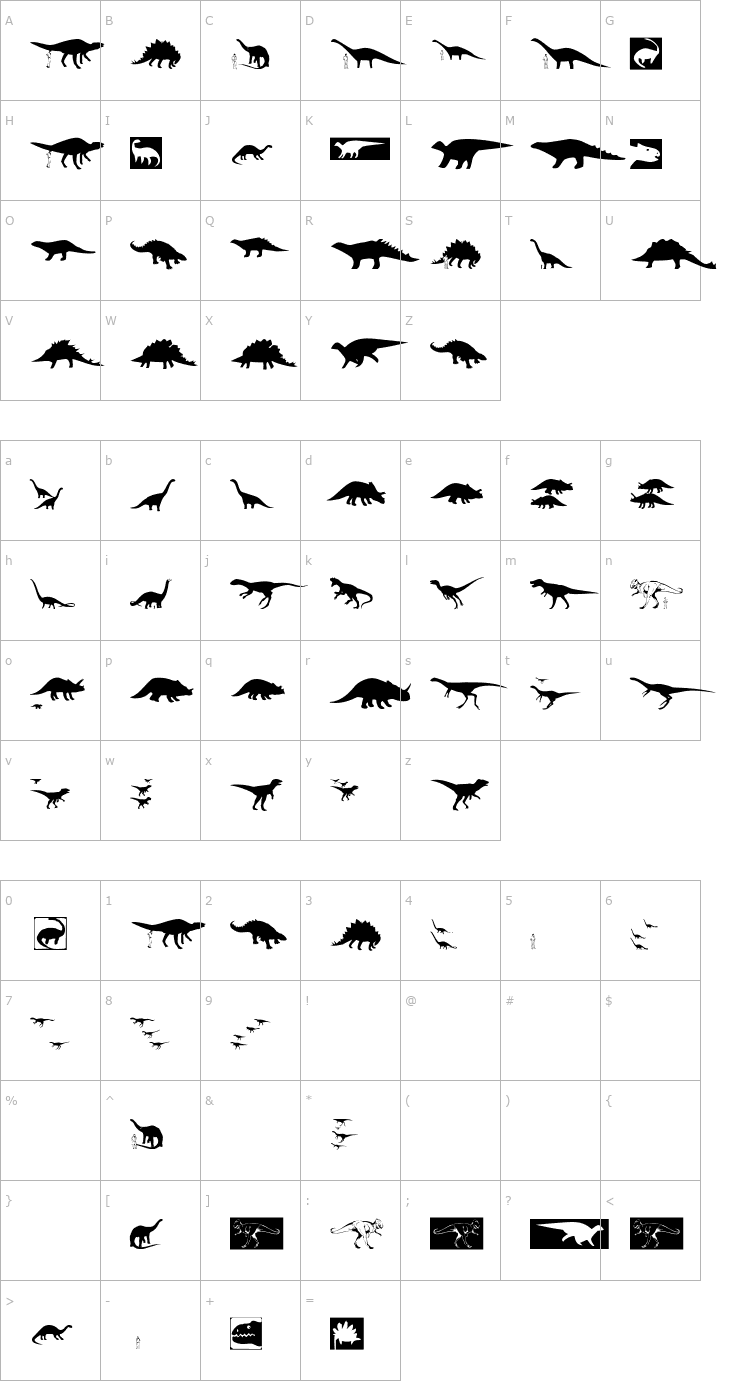 Character Map AIDinoSaurier Font