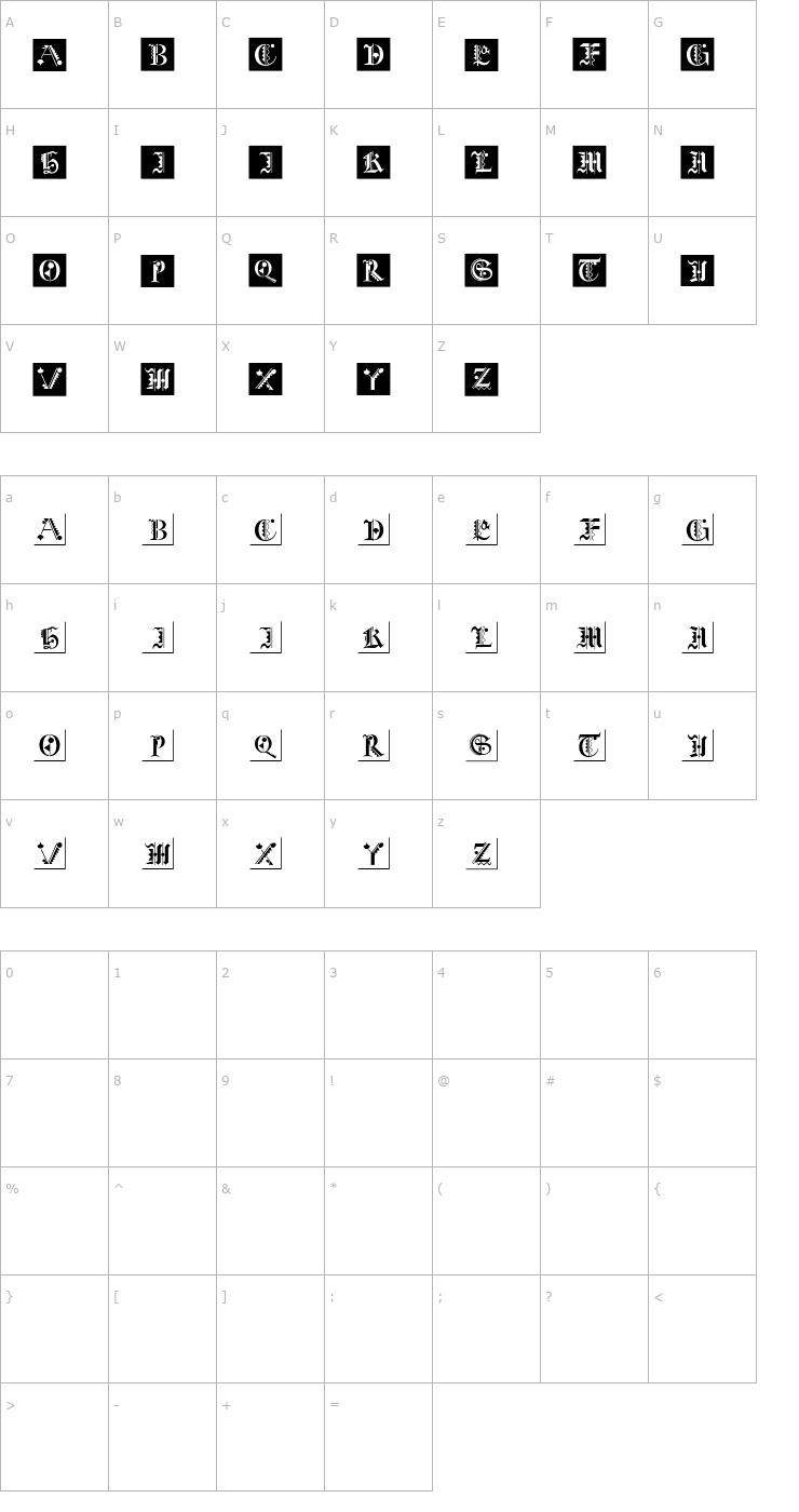 Character Map AIFraktKonstruct Font