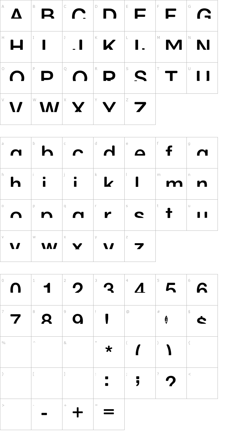 Character Map AIHalf Font