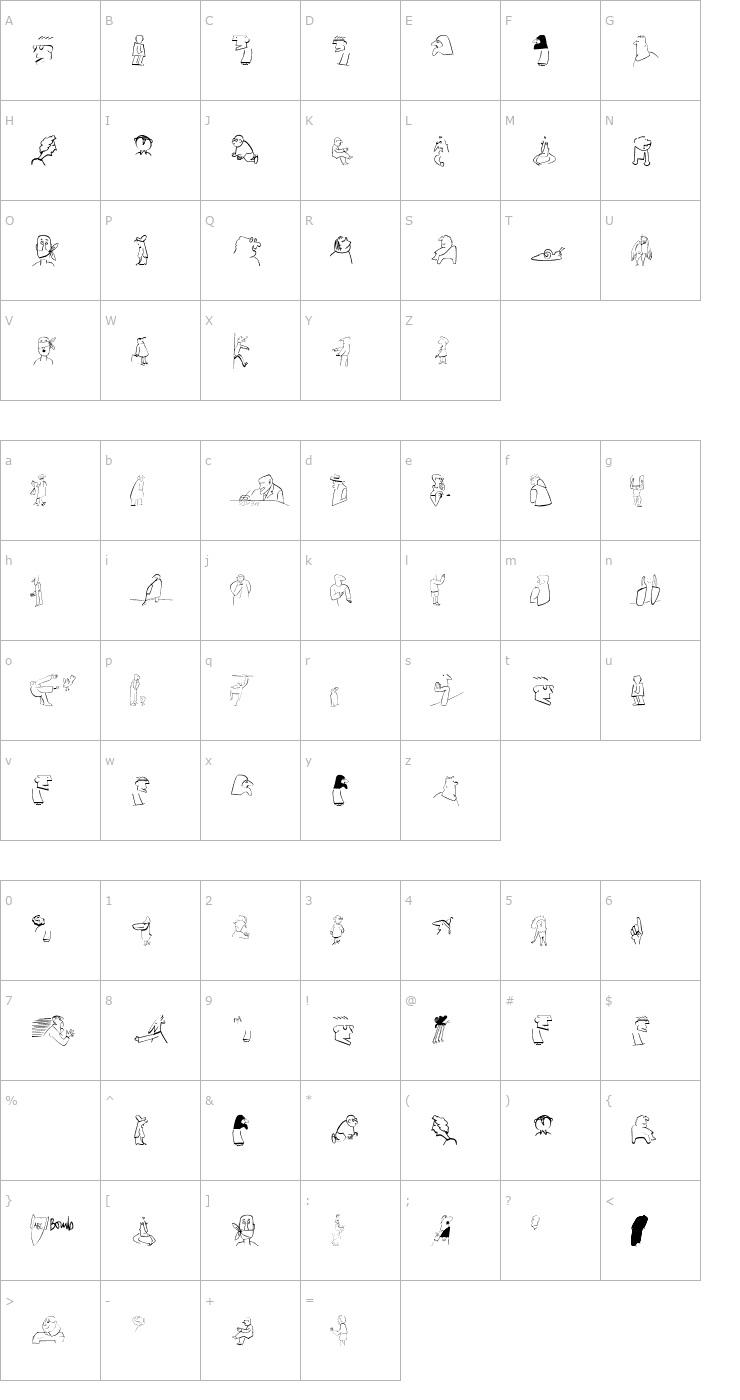 Character Map AIHeadToHeads Font