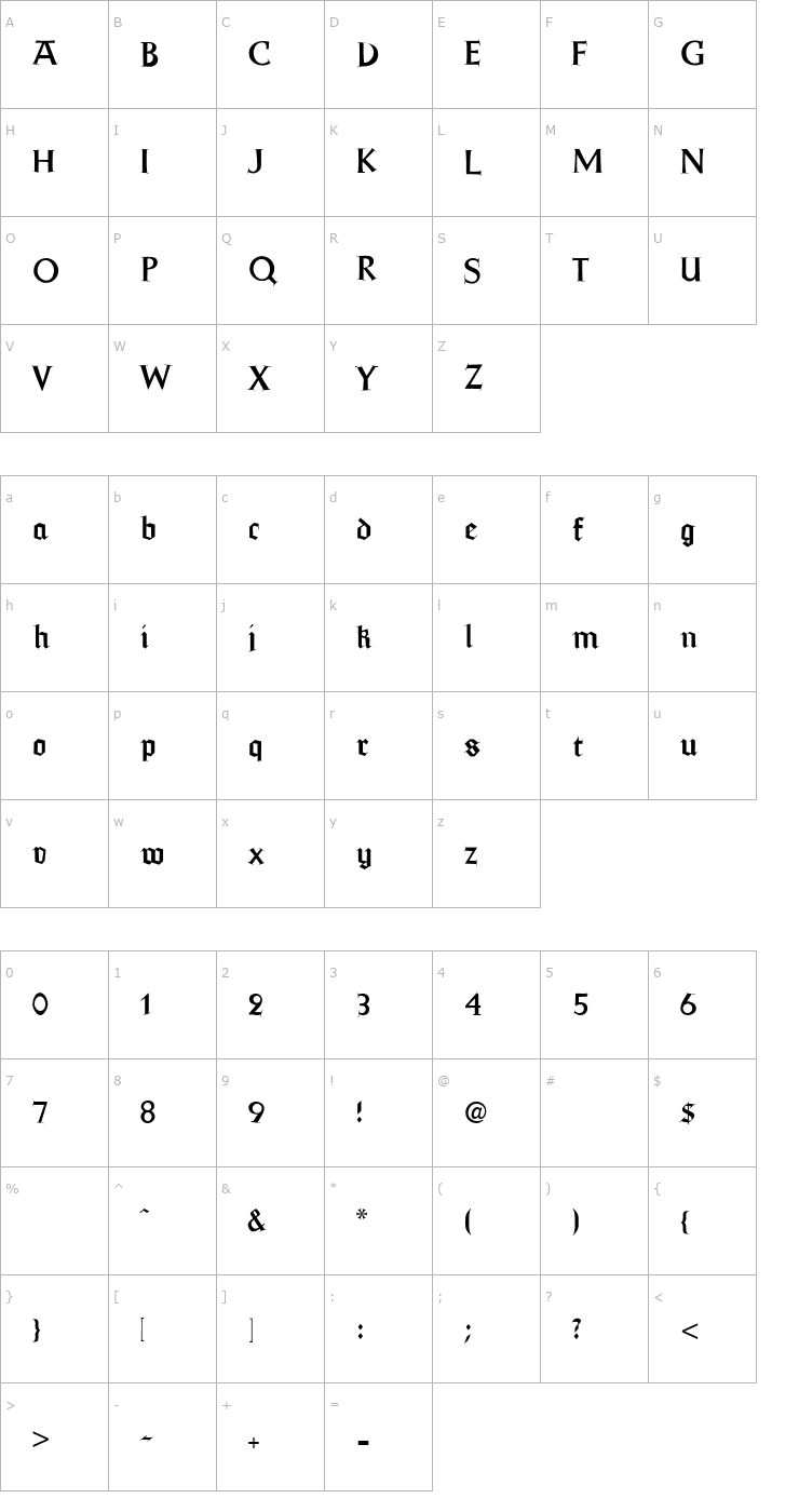 Character Map AIJessicaPlus Font