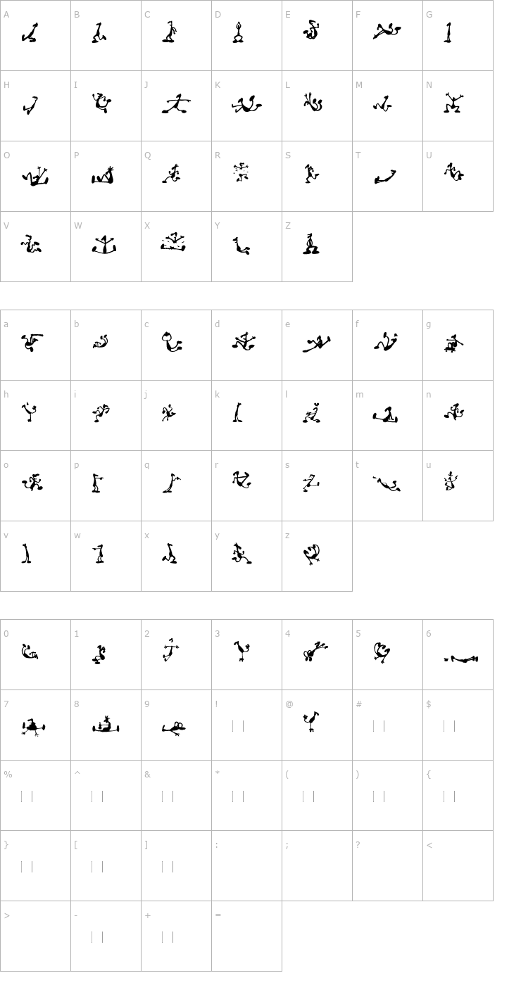 Character Map AILittleMen Font