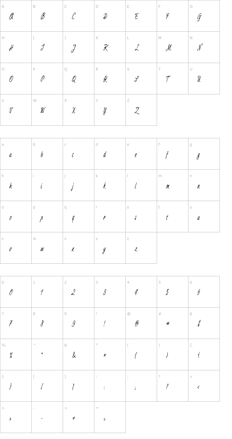 Character Map AimeeCondensed Font
