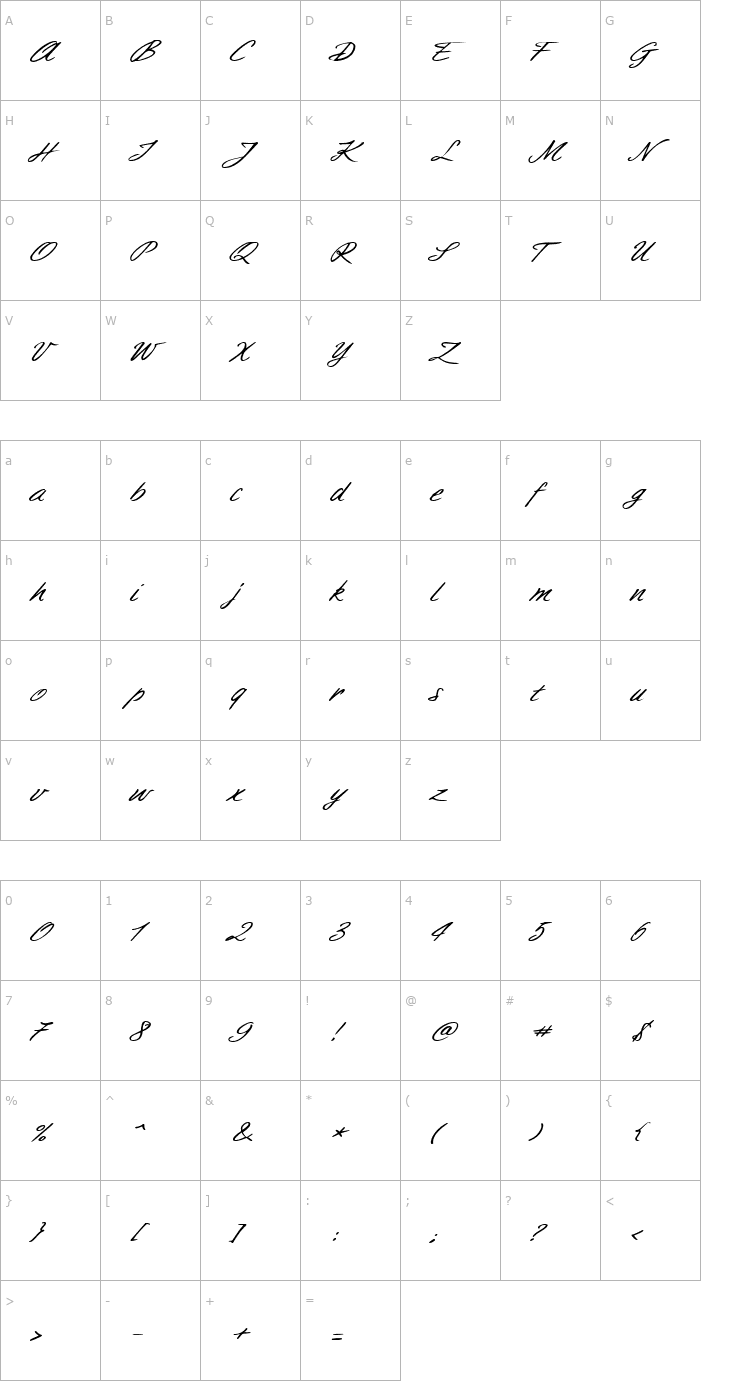 Character Map AimeeExtended Italic Font