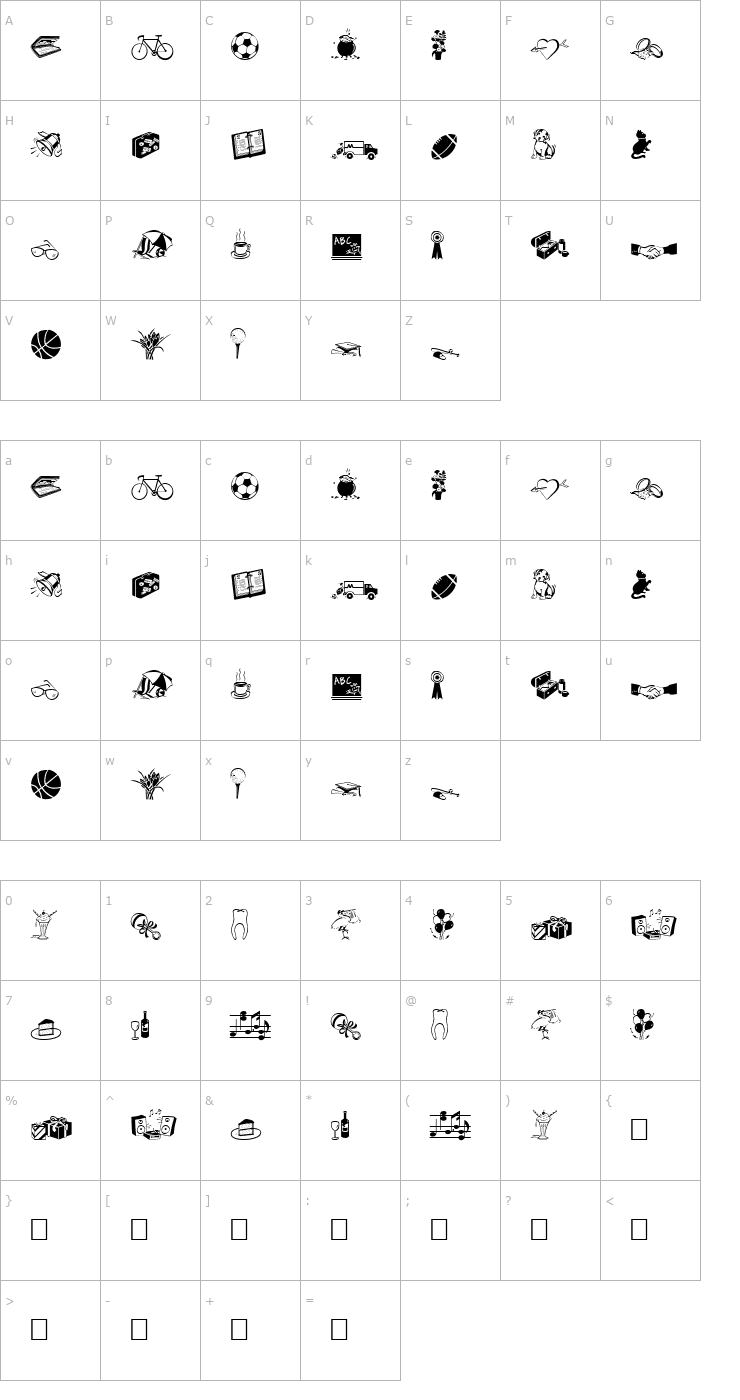Character Map Aims in your Life normal Font
