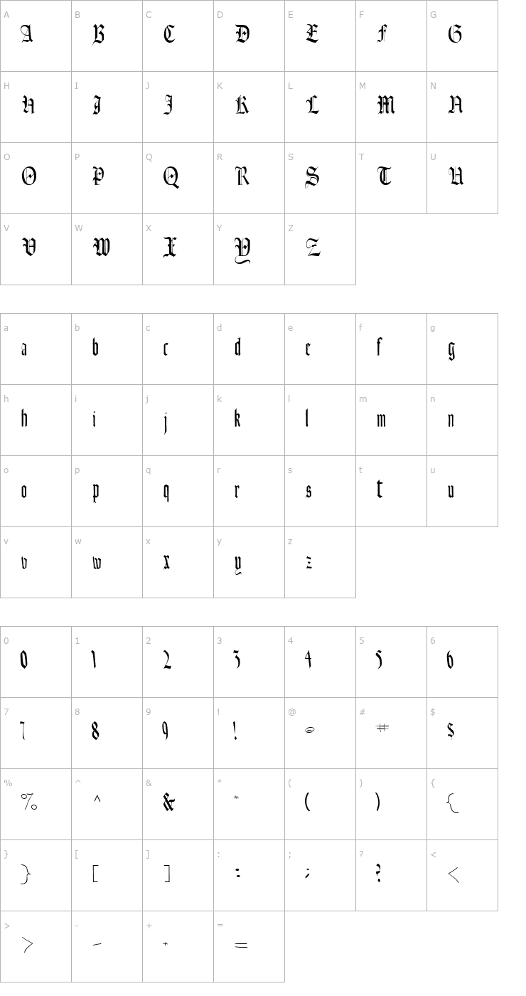 Character Map AinsworthSSK Font