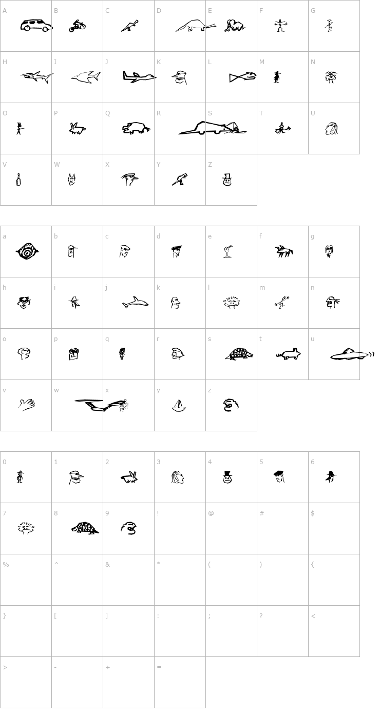Character Map AIOlisEckige Font