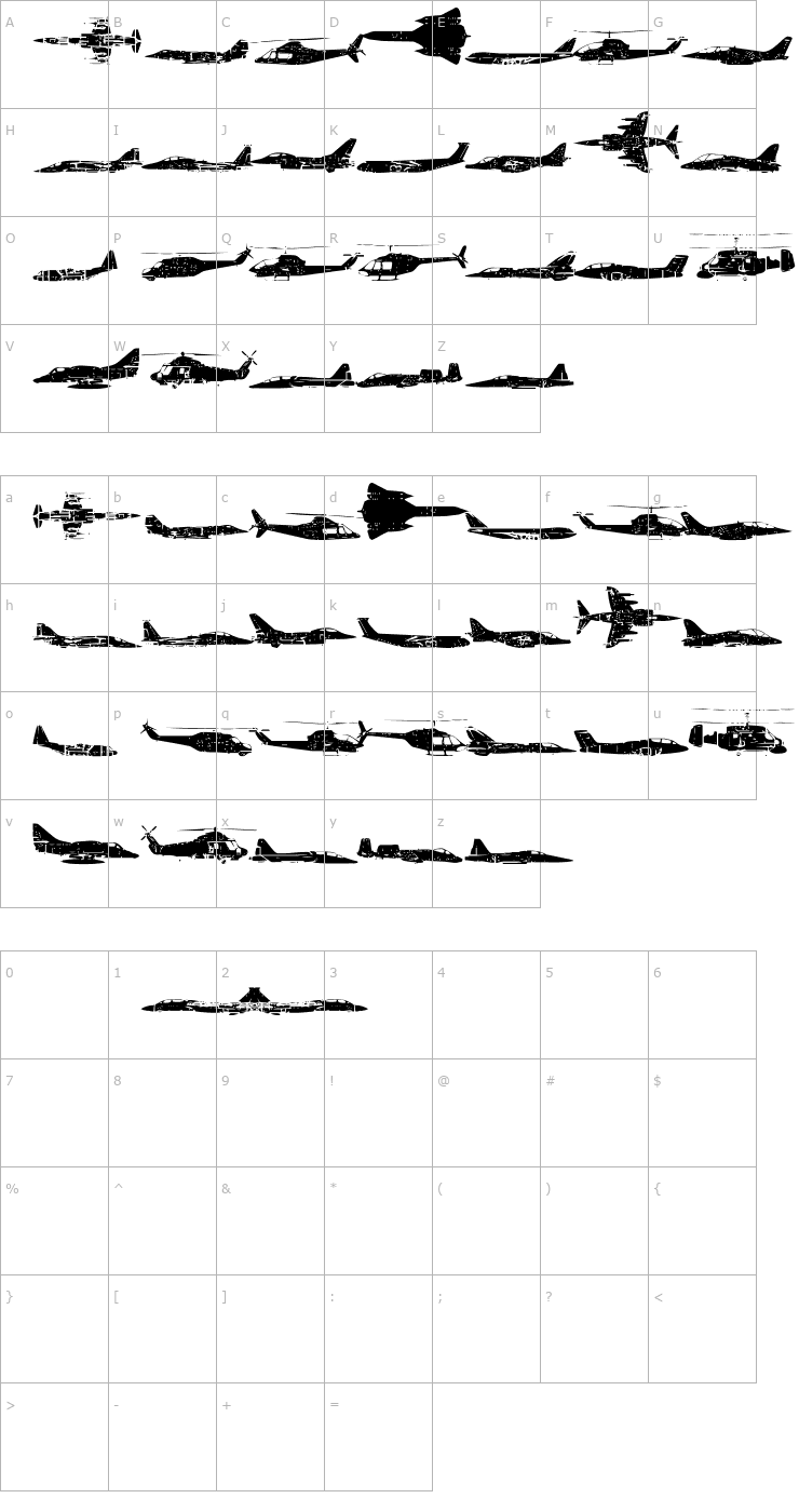 Character Map Air Force Font