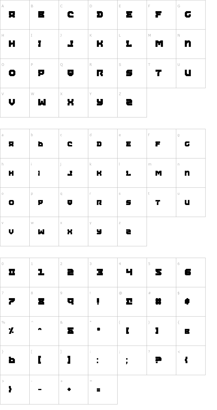 Character Map Airacobra Extra Bold Font