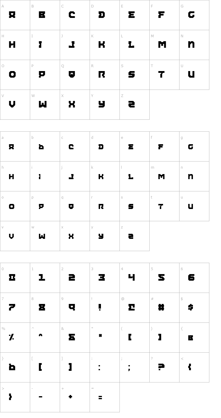 Character Map Airacobra Font