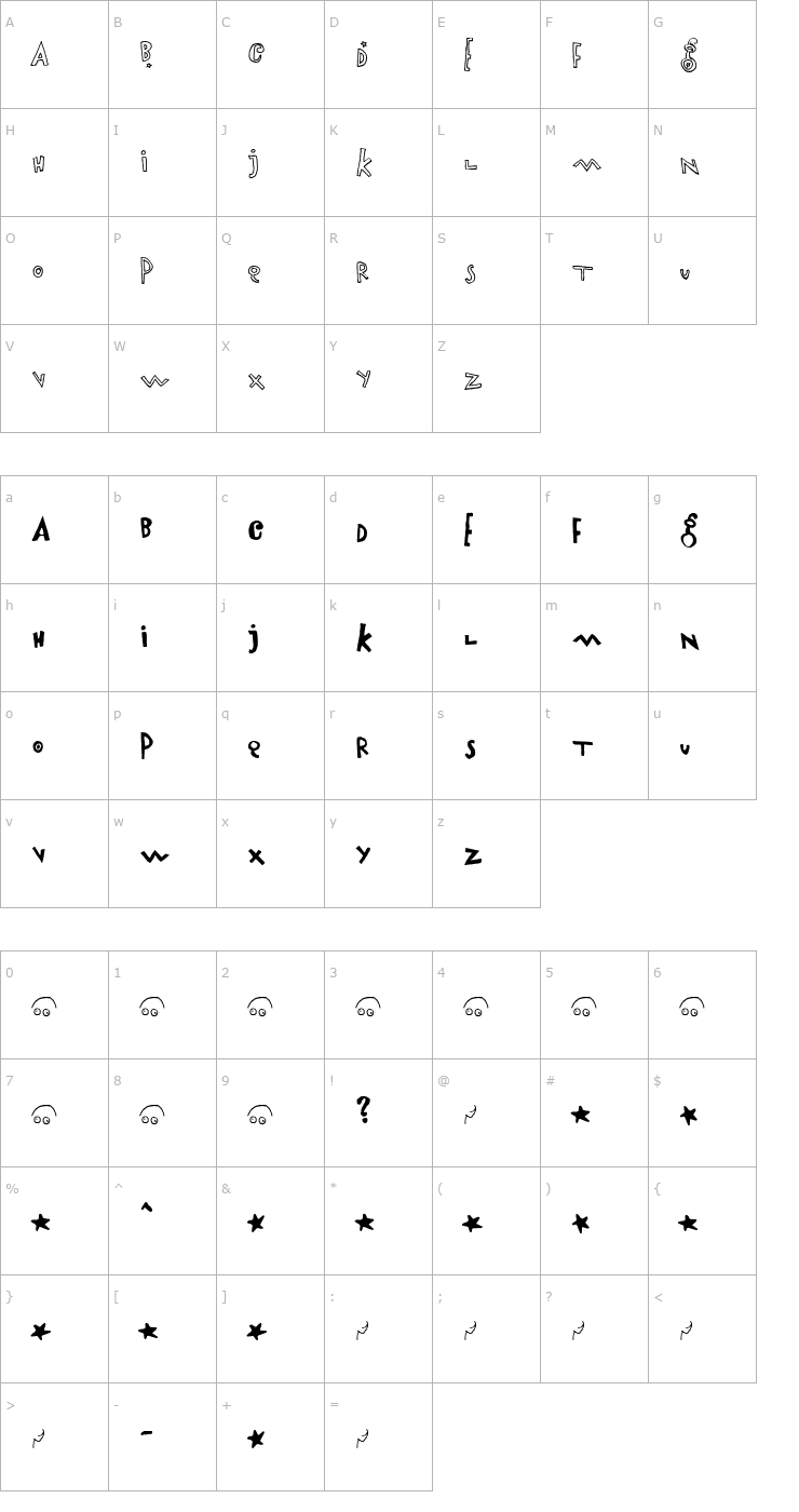 Character Map Airboy Font