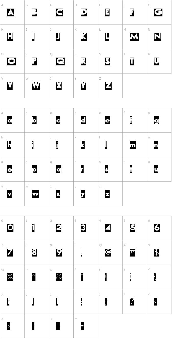 Character Map AirbrushReverse Font