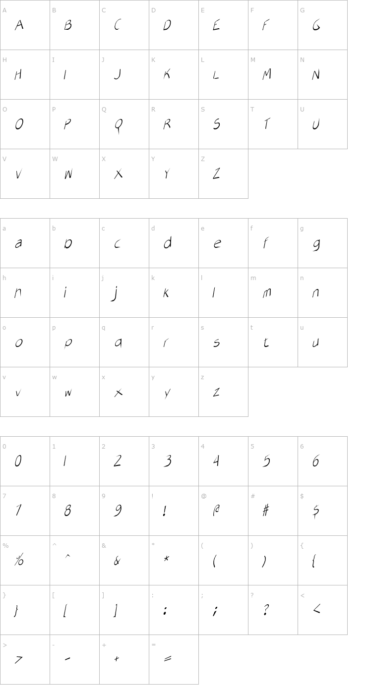 Character Map AirCut Light Font