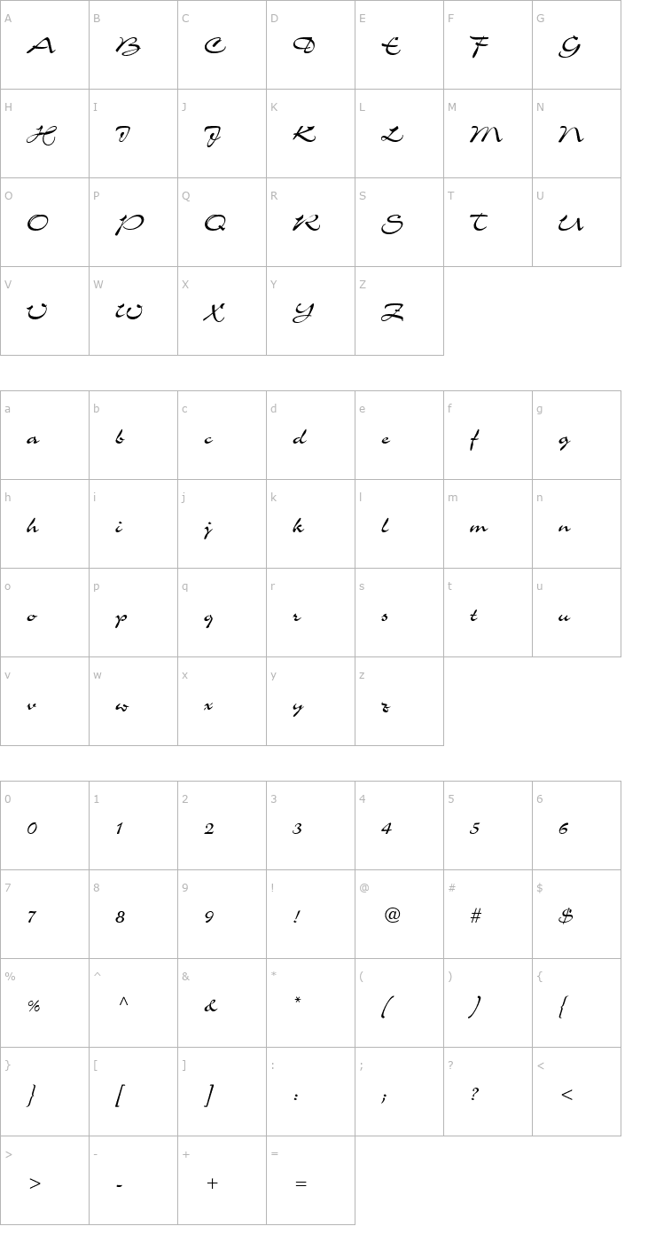 Character Map Airfoil Script SSi Font