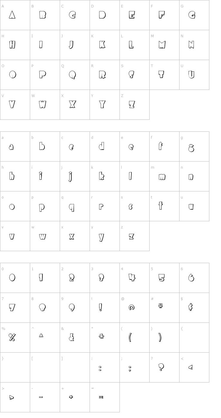 Character Map Airmole Shaded Font