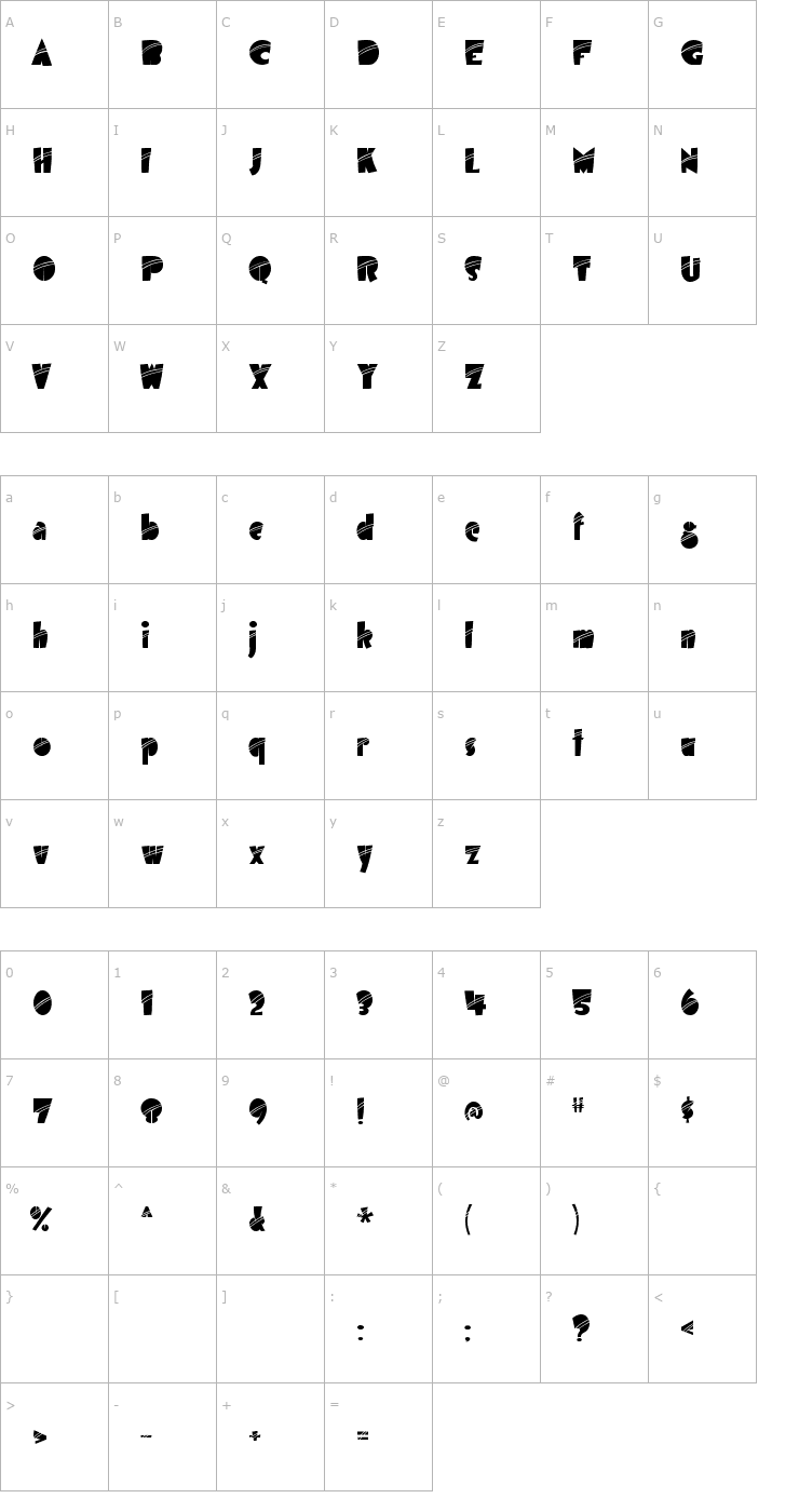 Character Map Airmole Stripe Font