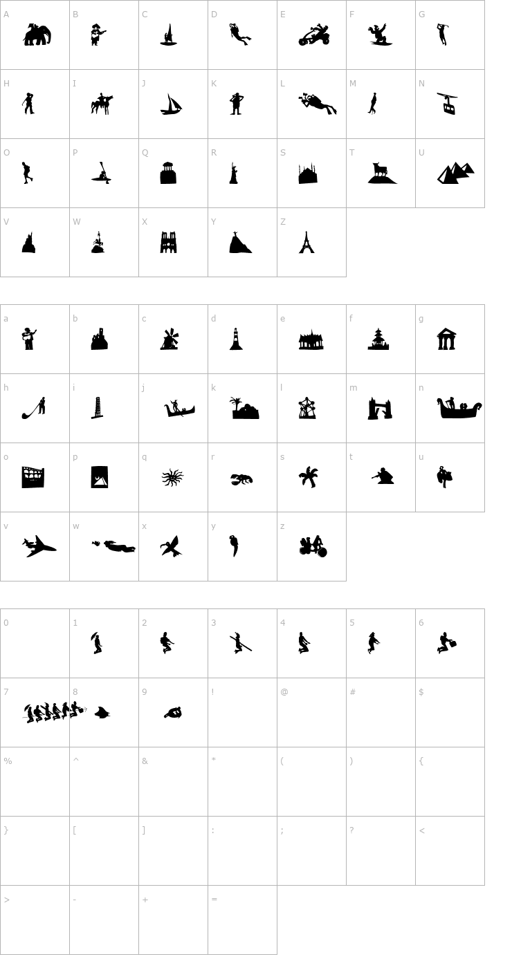 Character Map AIToursAndTravel Font