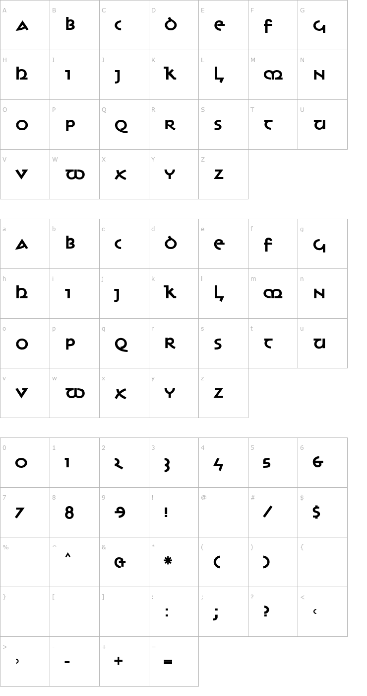 Character Map AIUnciTronicaBlack Font