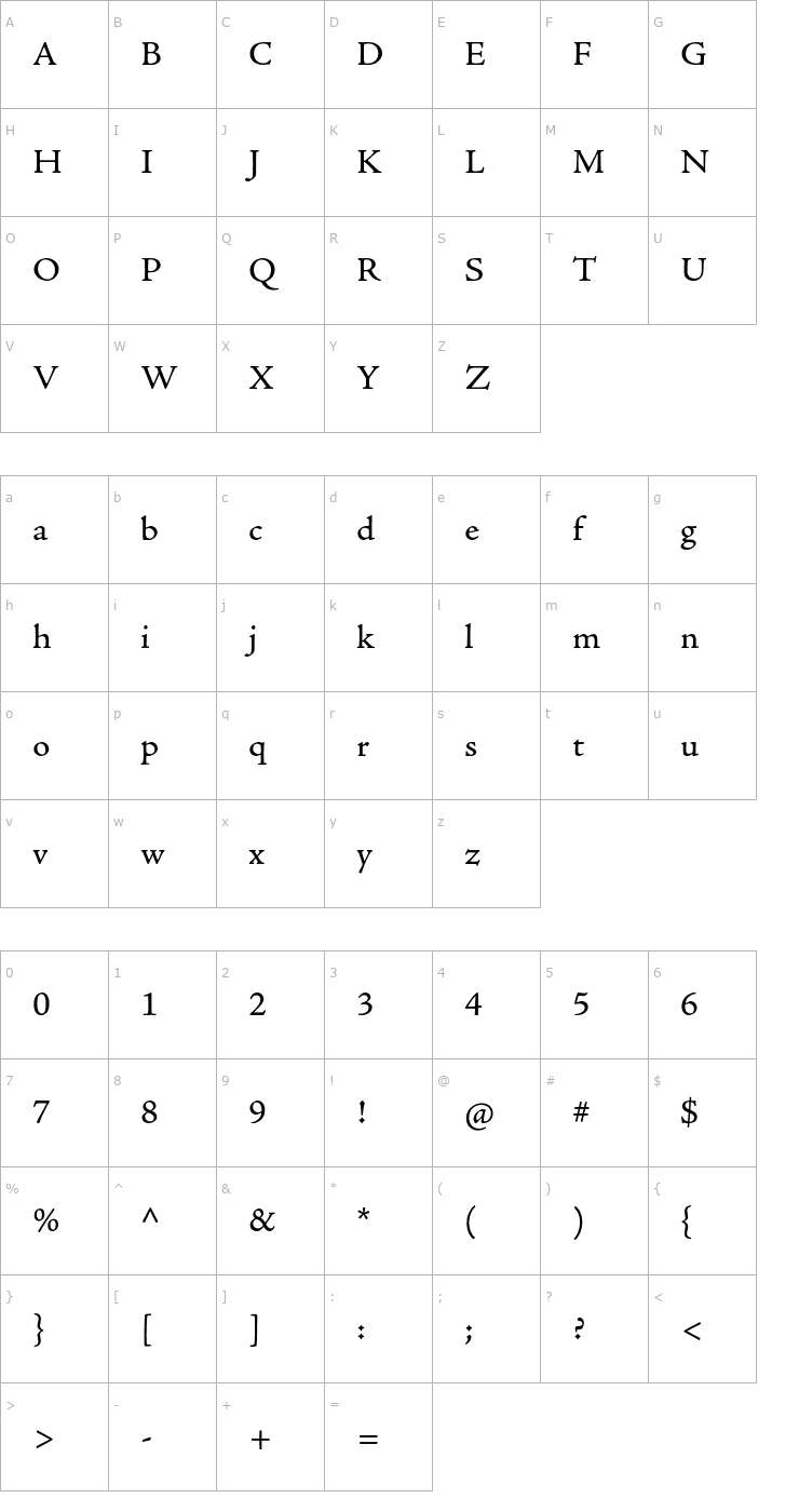 Character Map AJensonPro-Capt Font