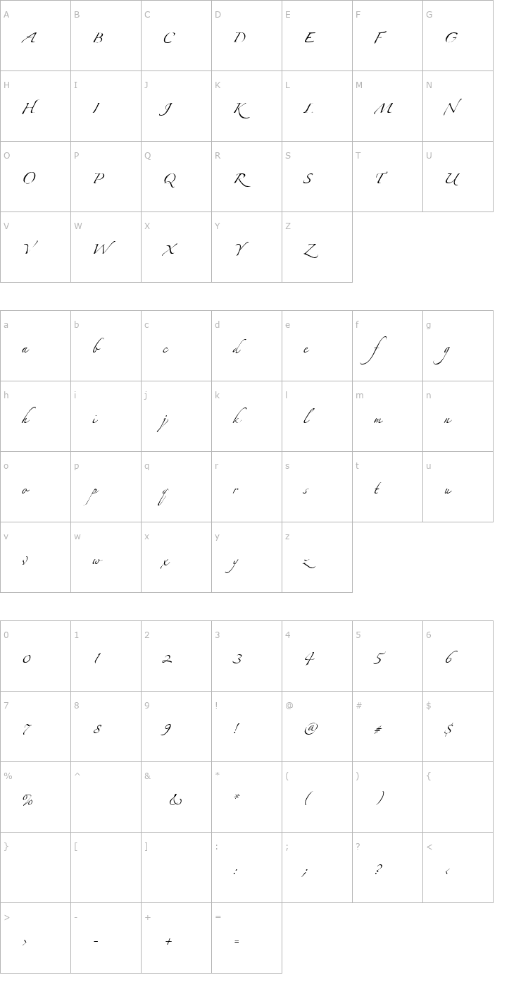 Character Map AL Afternoon Delight Font