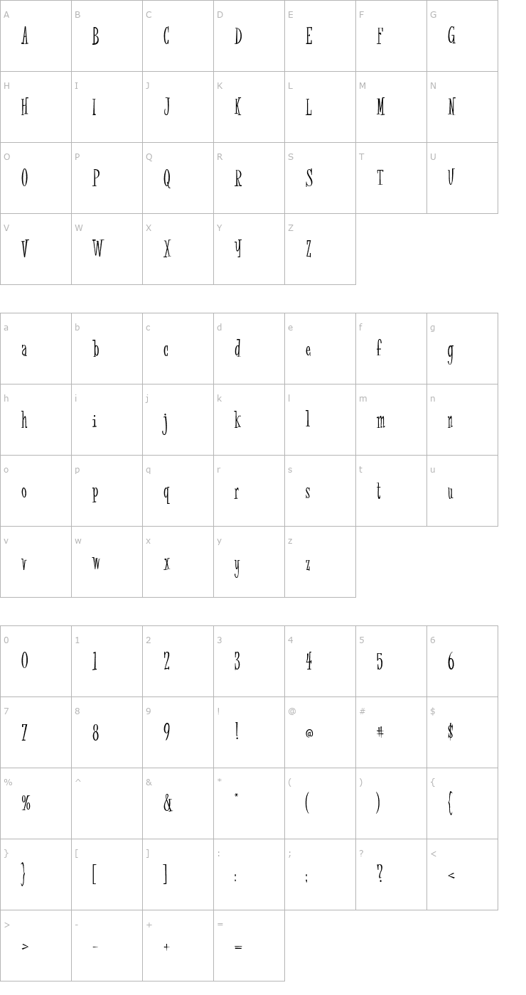 Character Map AL Any Time Font