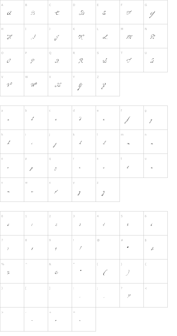 Character Map AL Cadence Font