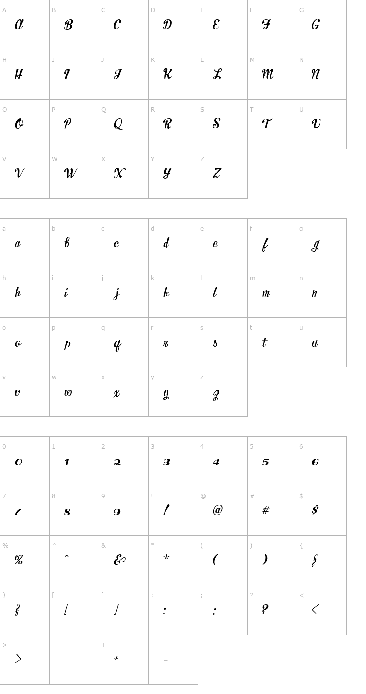 Character Map AL Delight Font