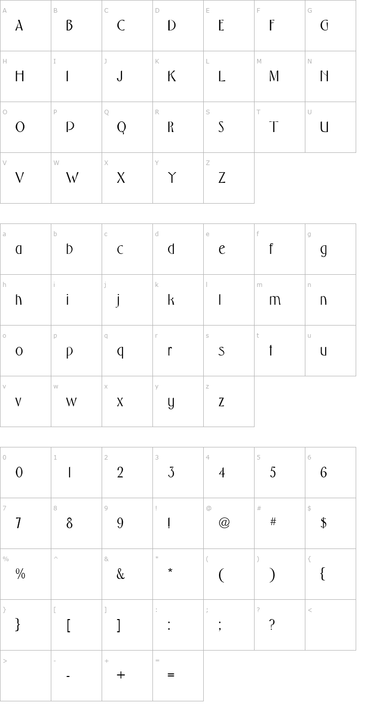 Character Map AL EveningStroll Font