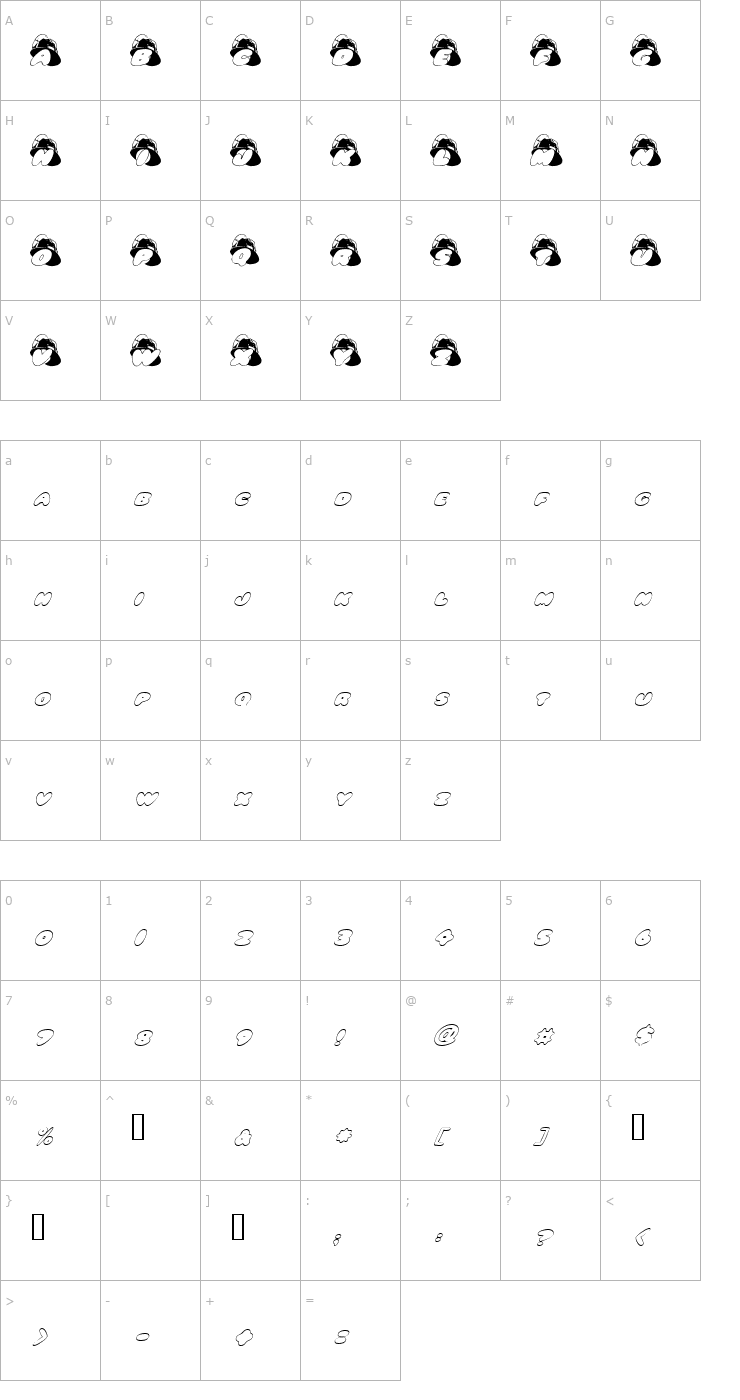 Character Map AL Fire Helmet Font
