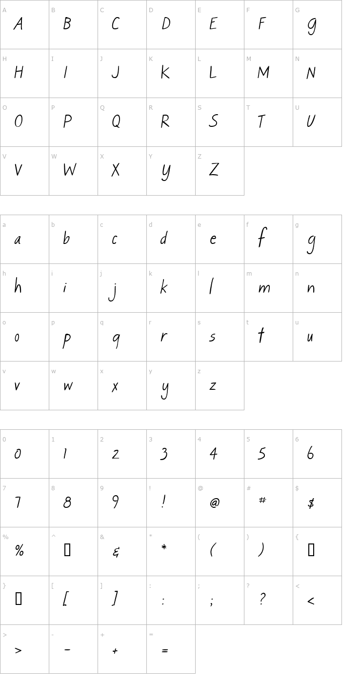 Character Map AL Flighty Font
