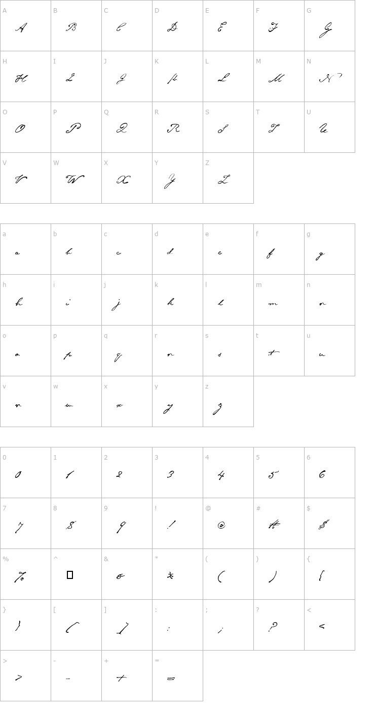 Character Map AL Gettysburg Font