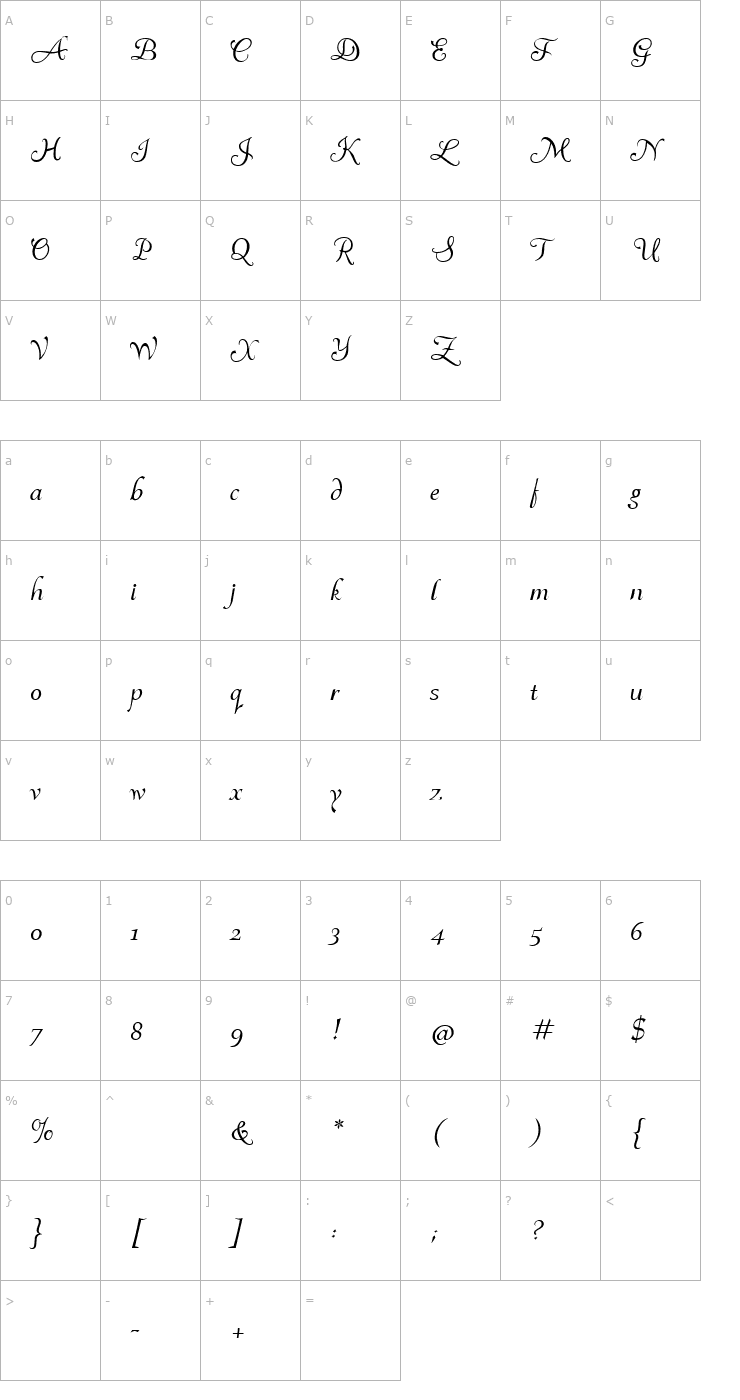 Character Map AL Heavenly Font