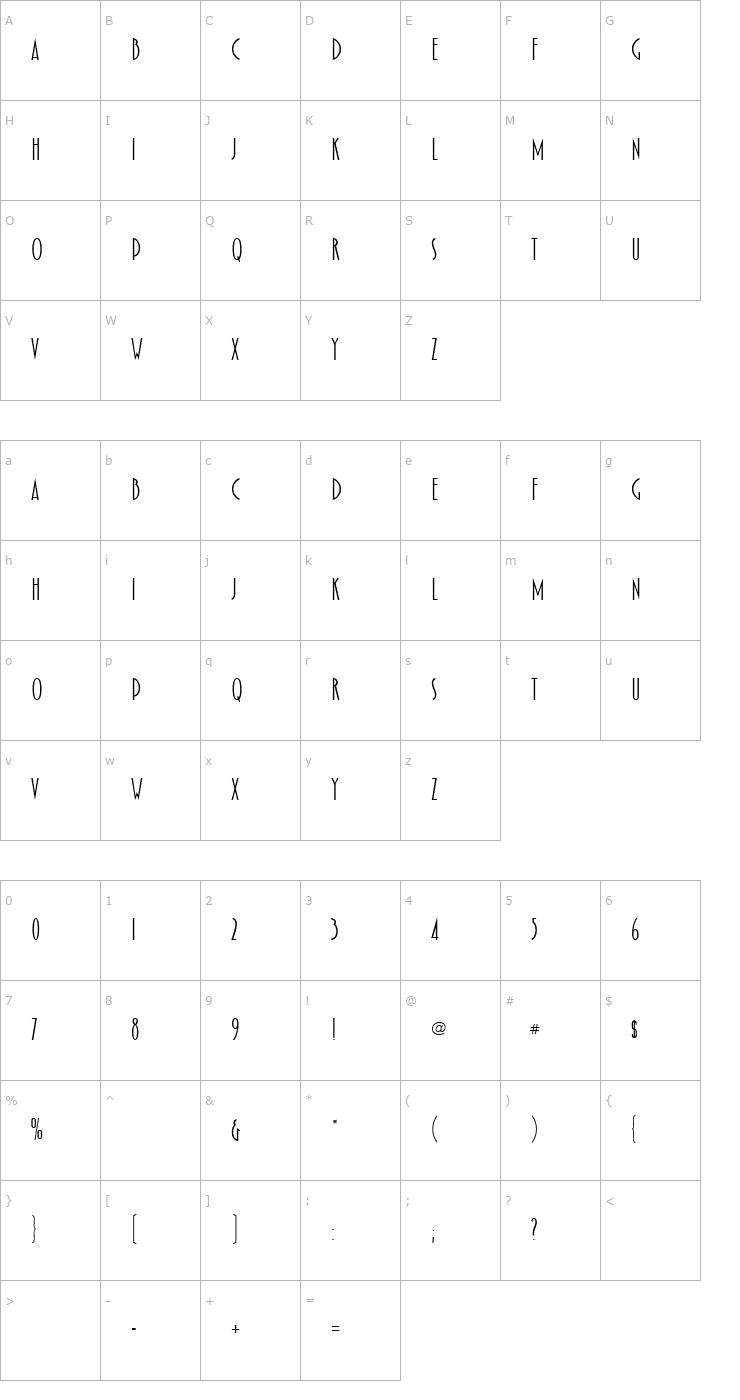 Character Map AL Landscape Font